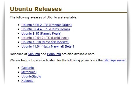 Descargas de versiones de Ubuntu