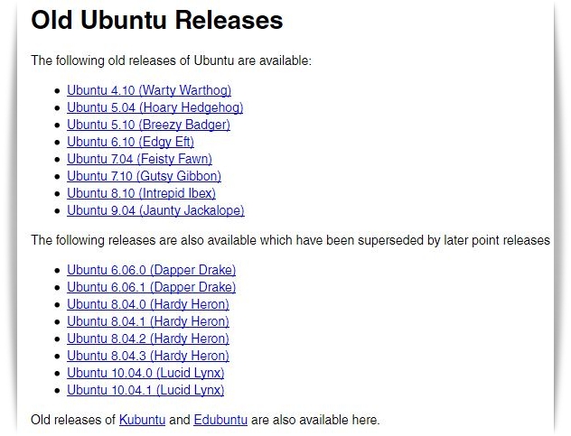 Descargas de Versiones antiguas de Ubuntu