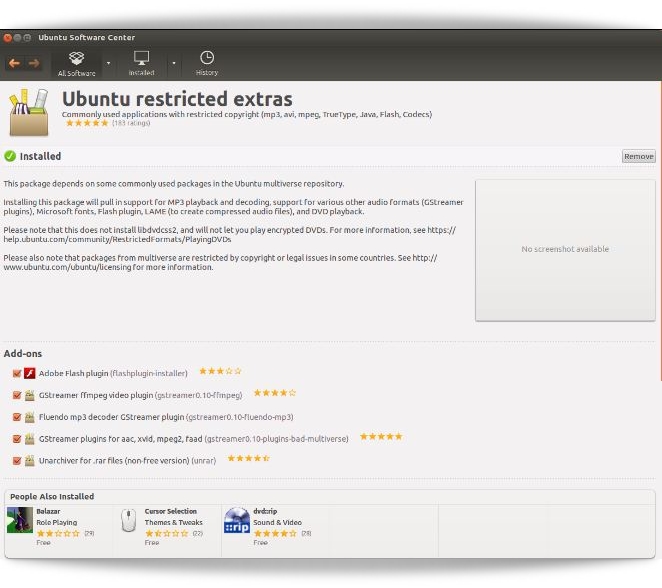 Ubuntu Restricted Extras 12.10 Quetzal